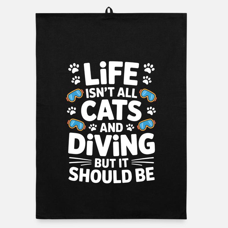 Tauchen Spruch Katzen Lustiges Tauchen Geschenk Organic Geschirrtuch