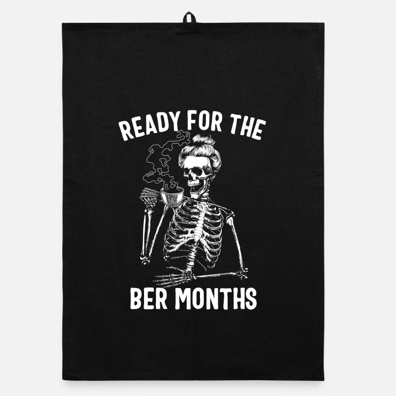 Mesdames prêtes pour le Ber Months Skeleton Coffee Torchon bio