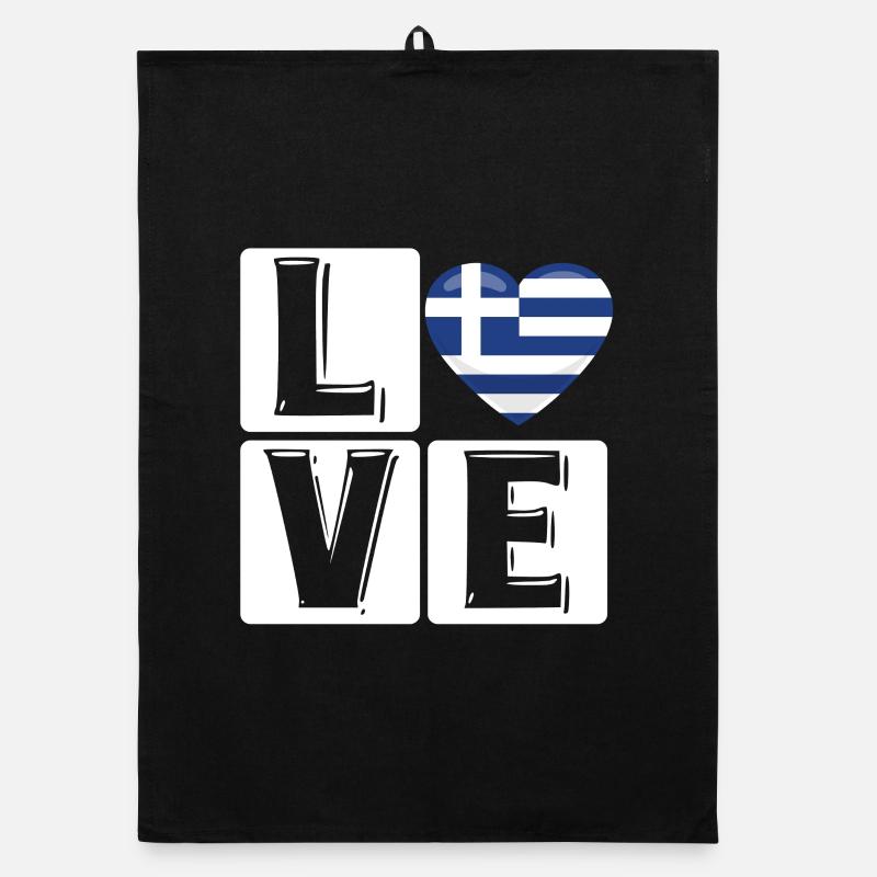 Amour Grèce Coeur Drapeau Torchon bio