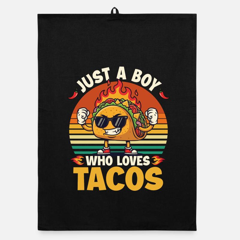 Nur ein Junge, der Tacos Lustige Vibes liebt Organic Geschirrtuch