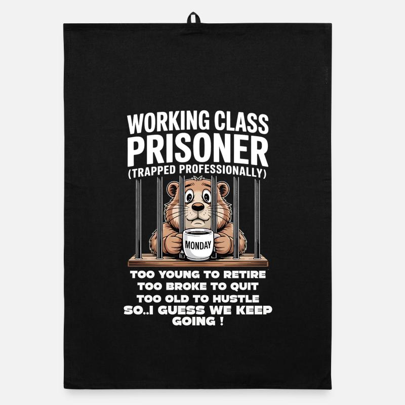 Monday Trapped Work Funny Work Outfit Organic dish towel