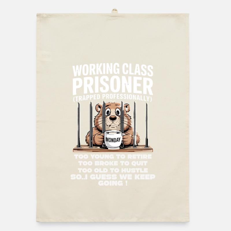 Monday Trapped Work Funny Work Outfit Organic dish towel