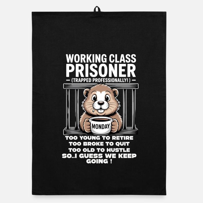 Monday Trapped Work Funny Work Outfit Organic dish towel