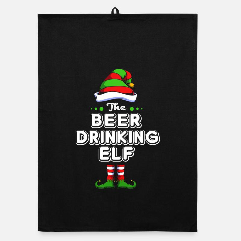 Elfe Elf Weihnachtsgeschenk Bier Party Alkohol Organic Geschirrtuch