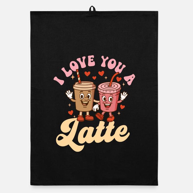 I Love You A Latte Cute Coffee Pun Organic dish towel