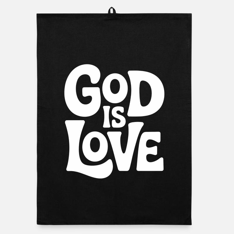 Dieu est amour Jésus Foi chrétienne Torchon bio