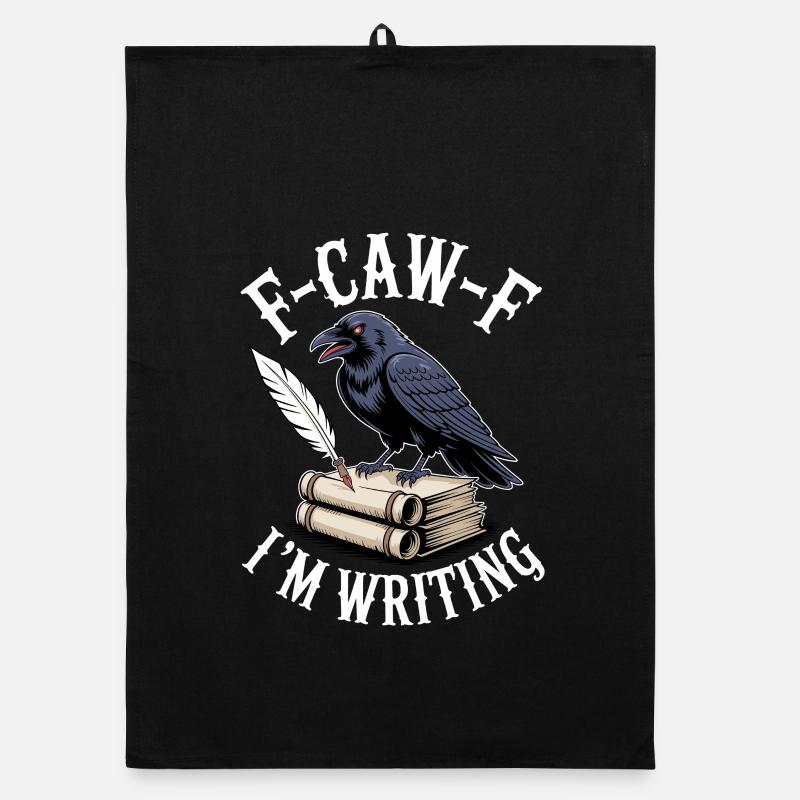 Raven quill and scrolls Organic dish towel