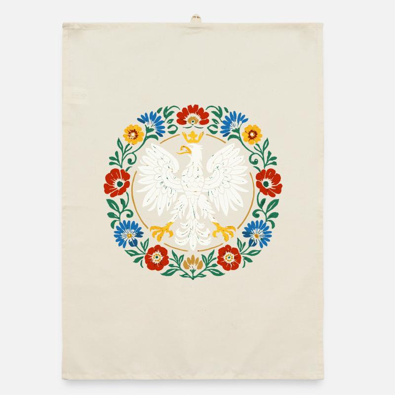 Polnischer Adler Volksemblem mit Blumen Organic Geschirrtuch