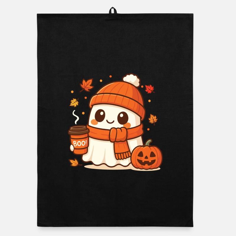 Halloween Coffee Ghost Caffeinated Boo Organic dish towel