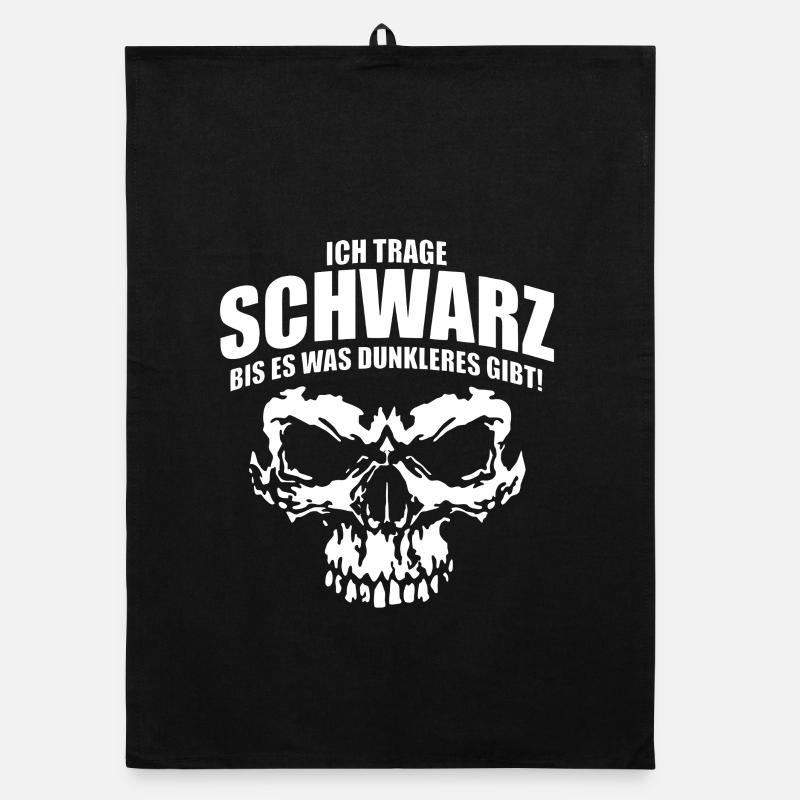 Schwarz Bis Dunkleres Schädel  - Organic Geschirrtuch - Schwarz