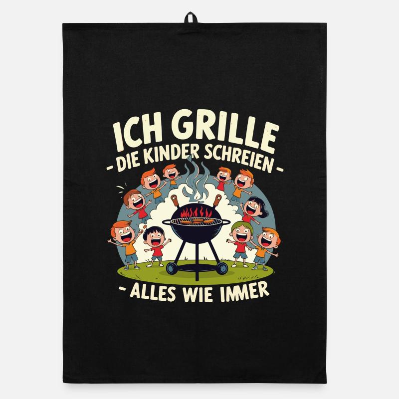 I'm barbecuing – kids screaming fun Organic dish towel
