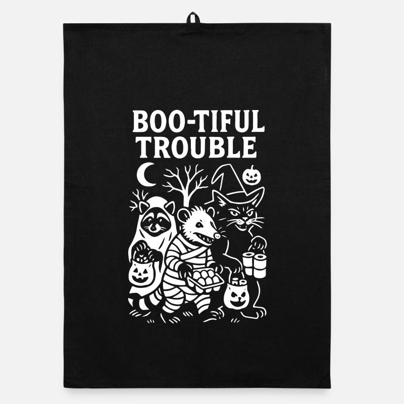 Boo-tiful Trouble Drôle Effrayant Mignon Design Torchon bio