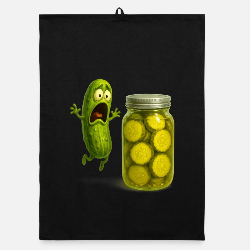 Scared Pickle and Humorous Jar Organic dish towel