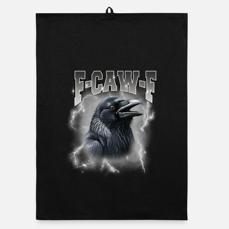 F-Caw-E Raven Storm Graphic Organic dish towel