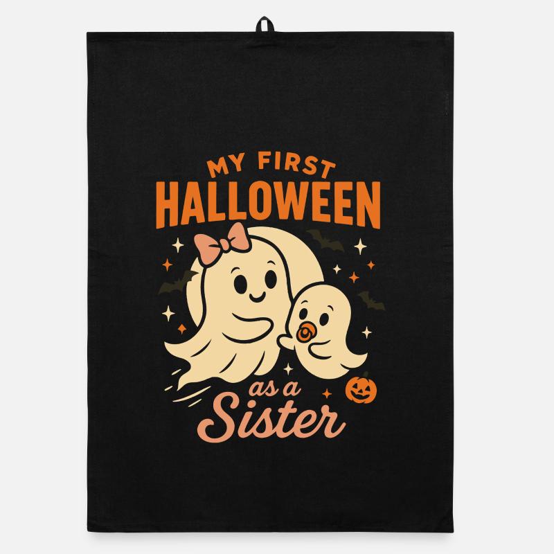 My First Halloween As A Sister Ghost Design Organic dish towel