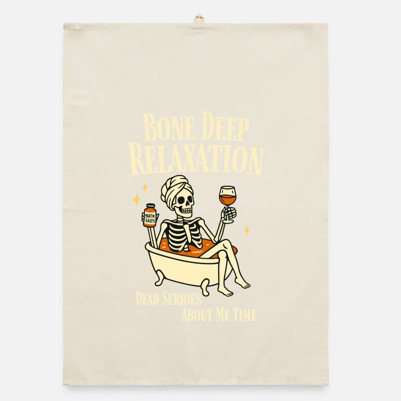 Bone Deep Relaxation – Fun Skeleton Wellness Organic dish towel