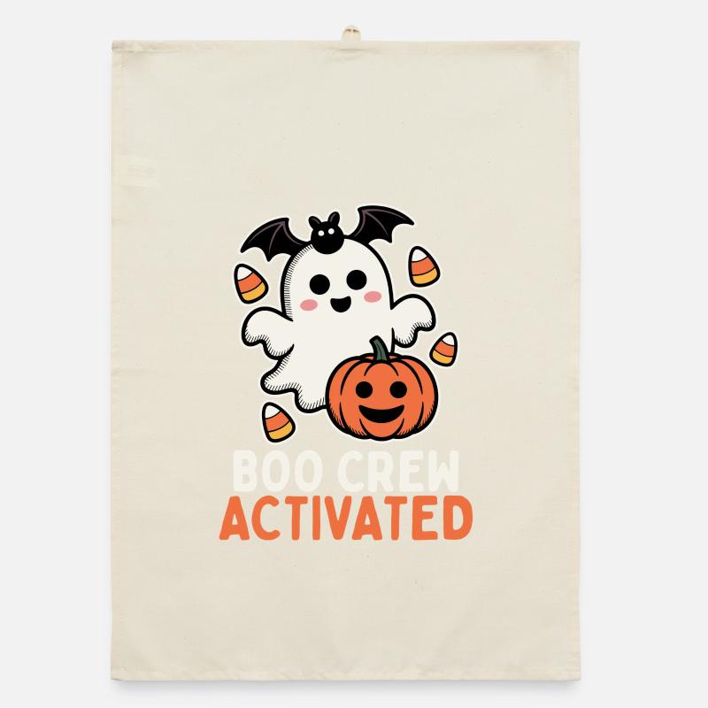 Boo Crew activé - Design mignon d’Halloween Torchon bio