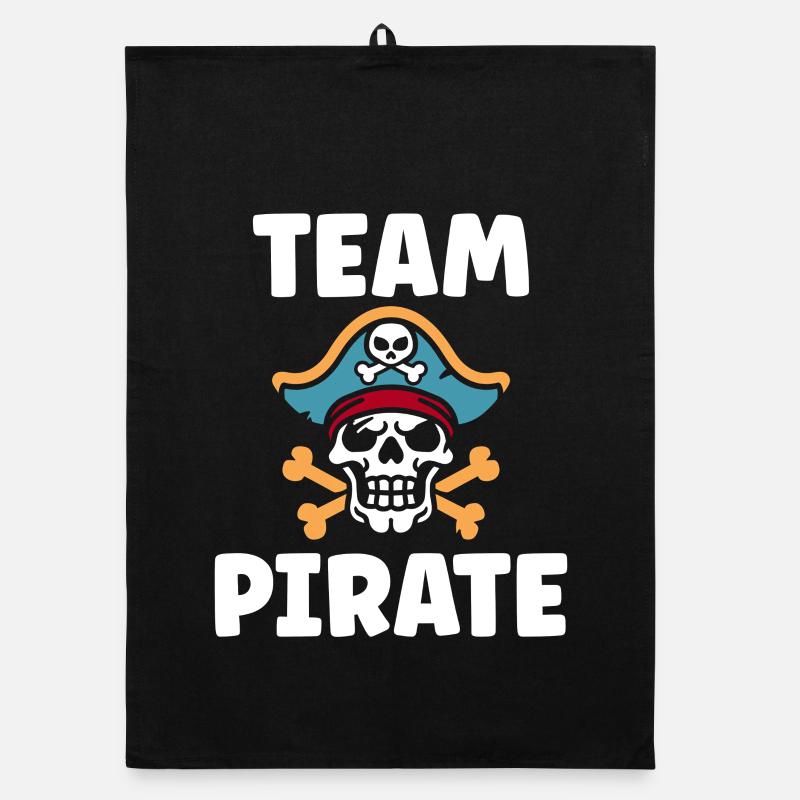 Pirate skull and TEAM PIRATE logo Organic dish towel