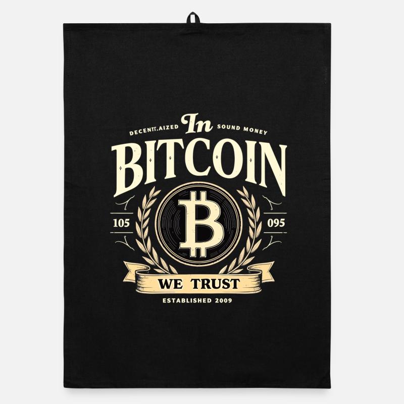 In Bitcoin We Trust – Crypto Vintage Btc Organic dish towel