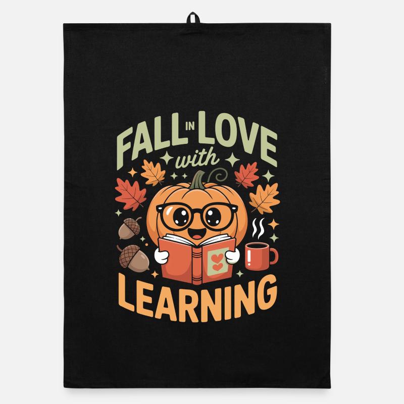 Fall In Love With Teaching Fall Teacher Organic dish towel