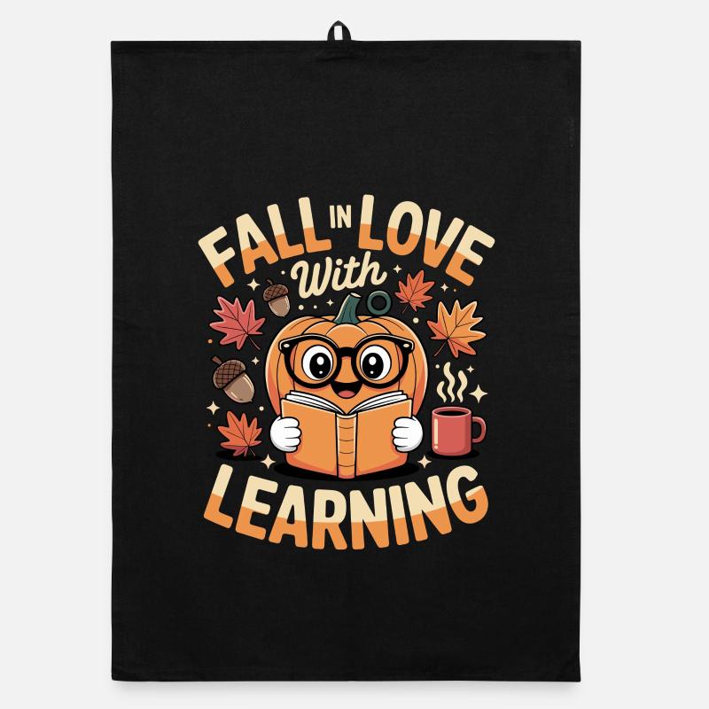 Fall In Love With Teaching Fall Teacher Organic dish towel