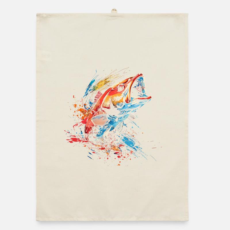 Fish Paint Blobs Organic dish towel