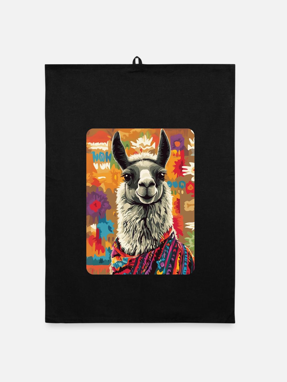 Lama - Organic Geschirrtuch - Schwarz - Vorne
