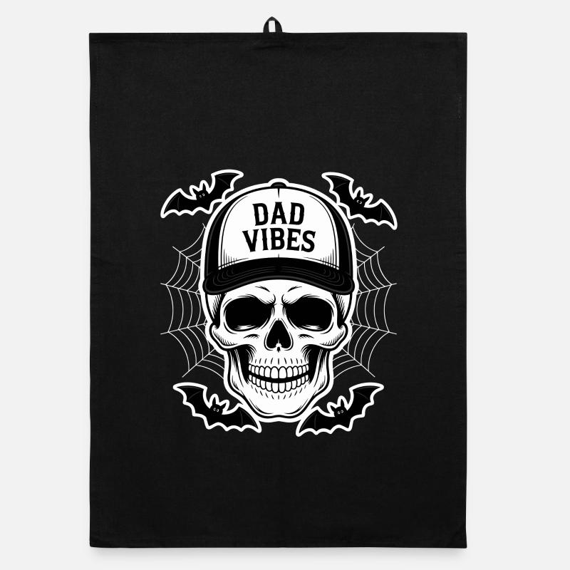 Dad Vibes Skull with Bats Organic dish towel