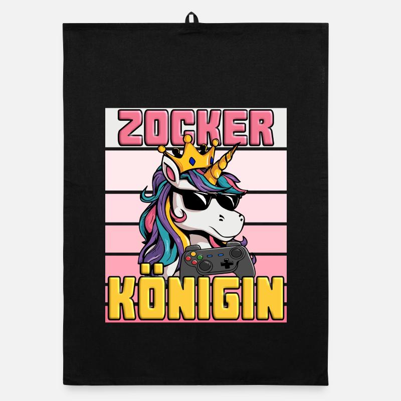 Zocker Königin - Einhorn Organic Geschirrtuch