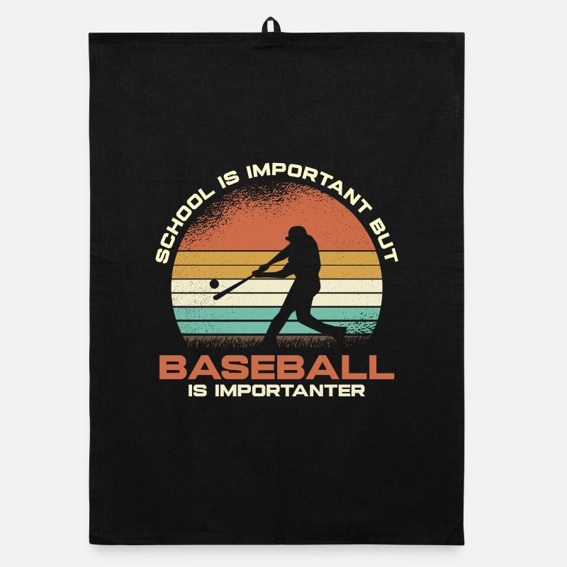 Rétro Baseball Humour Coucher de soleil Torchon bio