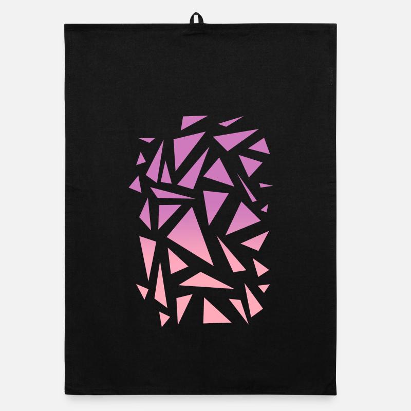 Triangle Pattern - Purple Pink - Organic dish towel - black