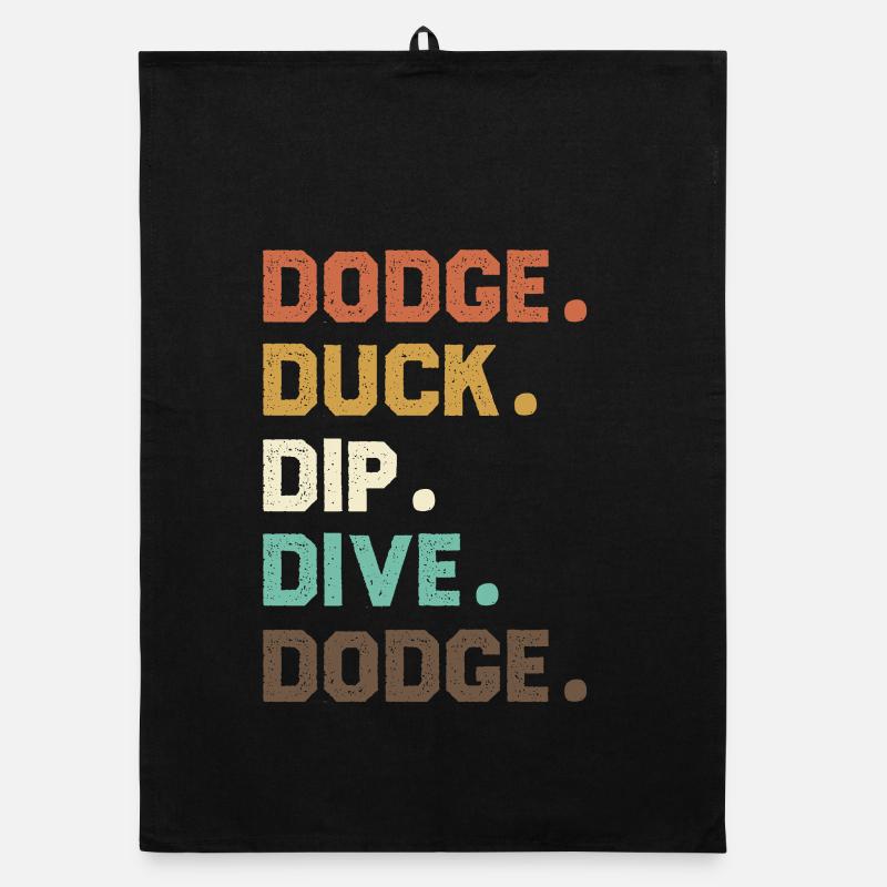 Retro Word Sequence Dodgeball Duck Dip Dive Organic dish towel