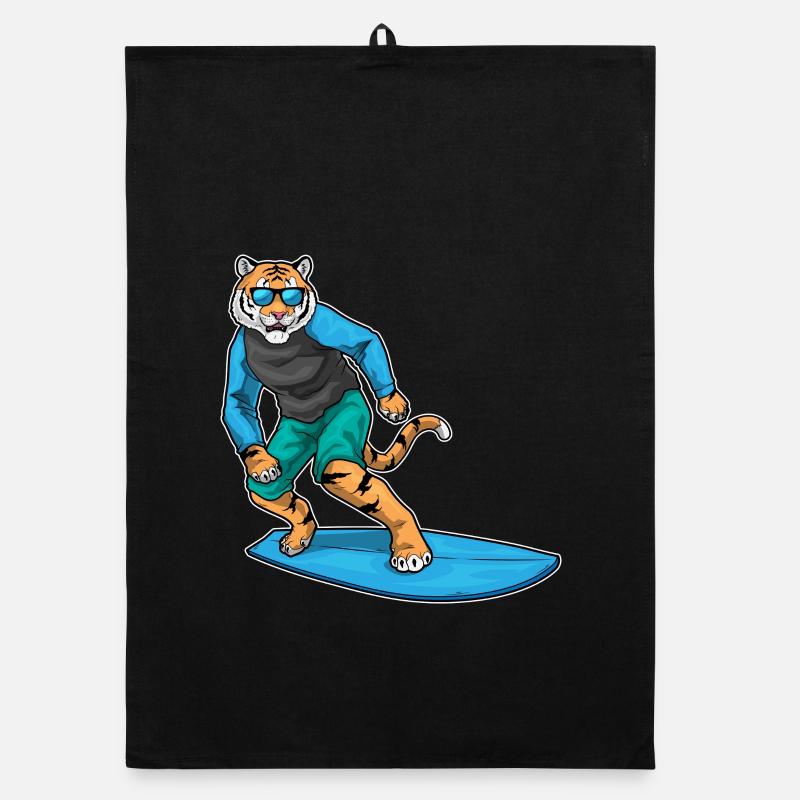 Tiger Surfen Surfbrett Sommer Organic Geschirrtuch