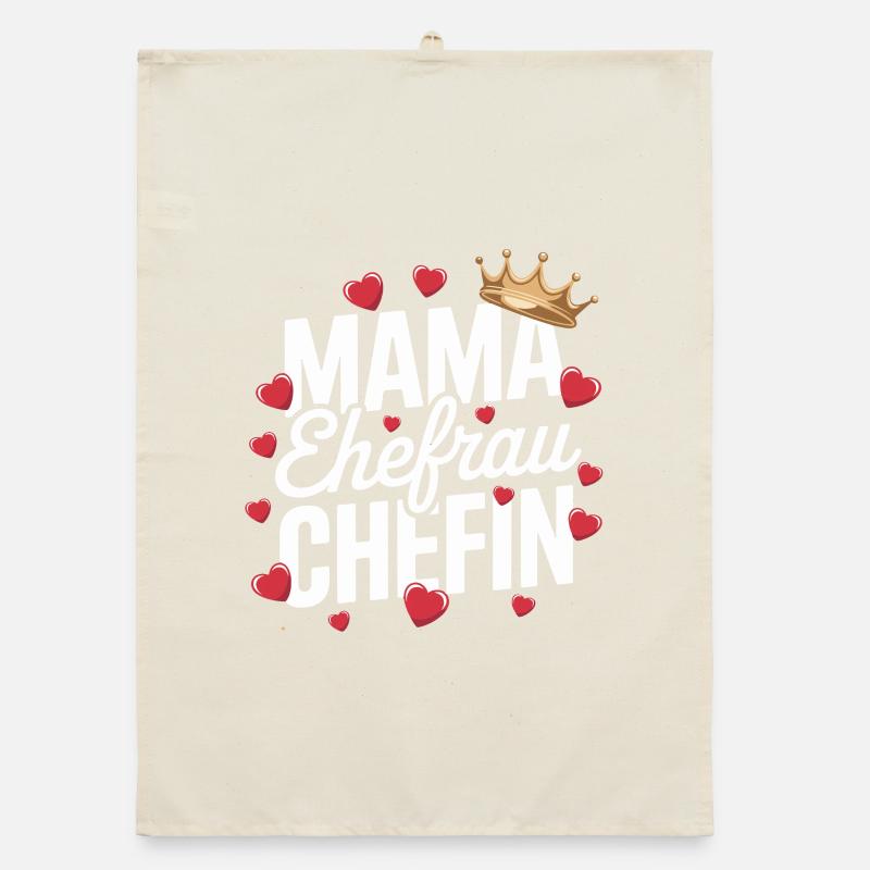  Mama Ehefrau Chefin Krone Herzen Spruch Muttertag Organic Geschirrtuch