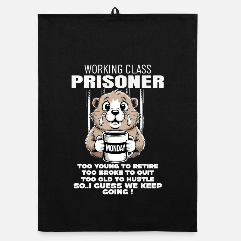 Monday Trapped Work Funny Work Outfit Organic dish towel
