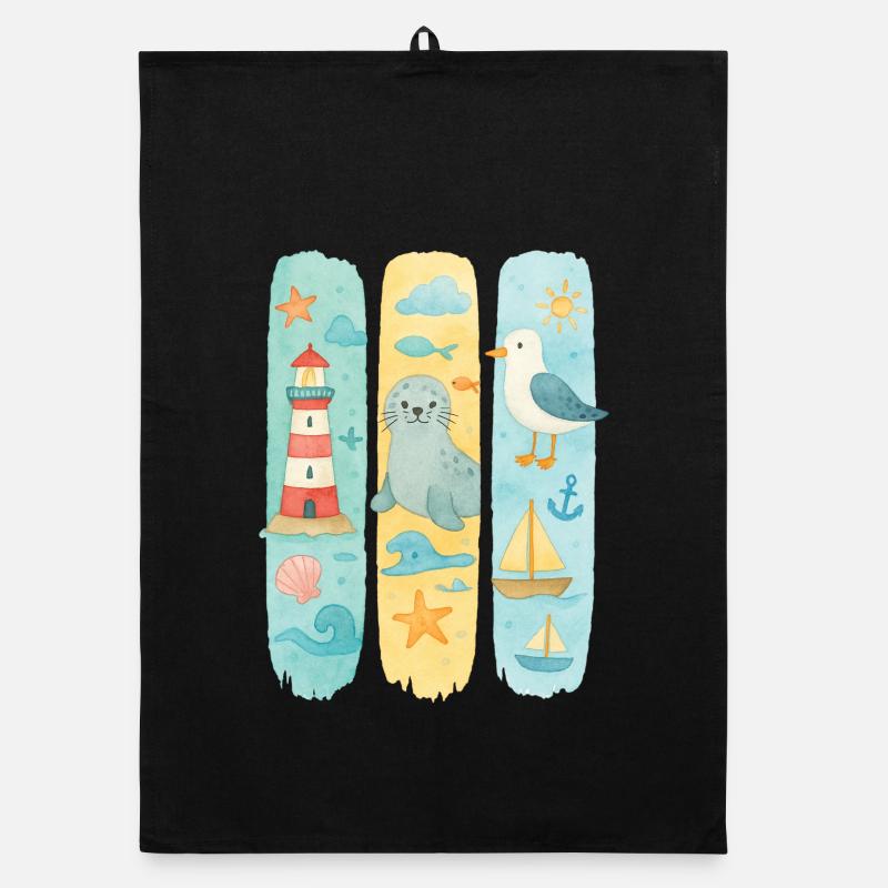 Maritime Lighthouse Seal Seagull Coast Organic dish towel