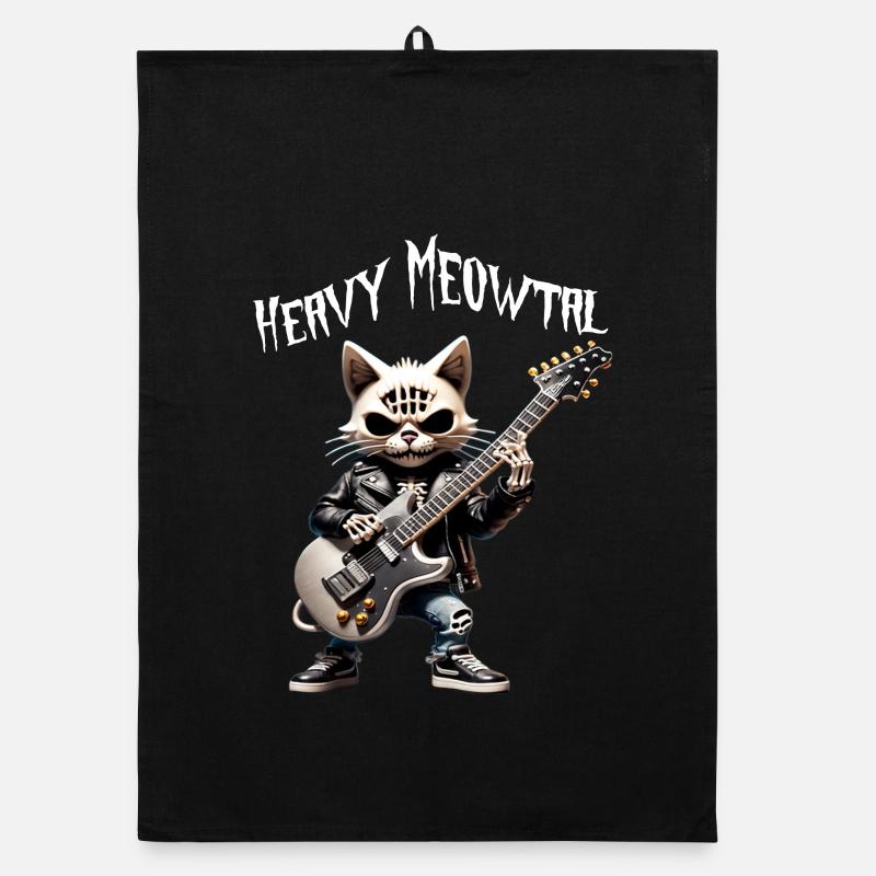 Cat Rocker avec guitare Torchon bio