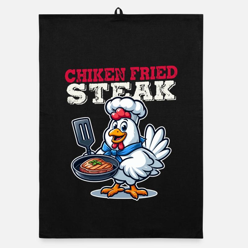 Fried Chicken Steak Cartoon Organic dish towel