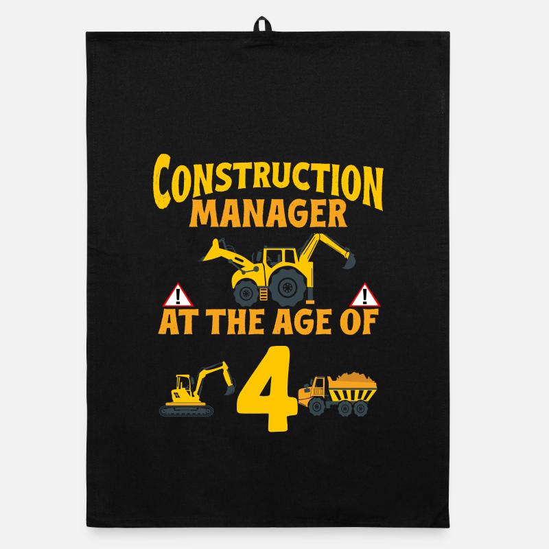 Fête de construction 4e anniversaire Camion de 4 ans Torchon bio