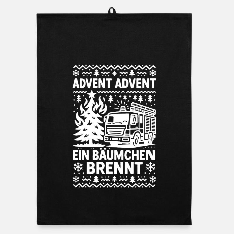 Advent, Advent ein Bäumchen brennt - Feuerwehr Organic Geschirrtuch