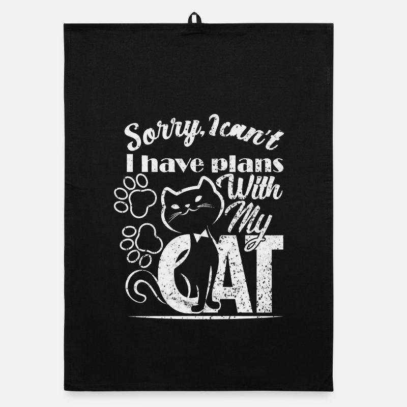 Désolé, je ne peux pas, j’ai des plans avec mon chat - Torchon bio - noir