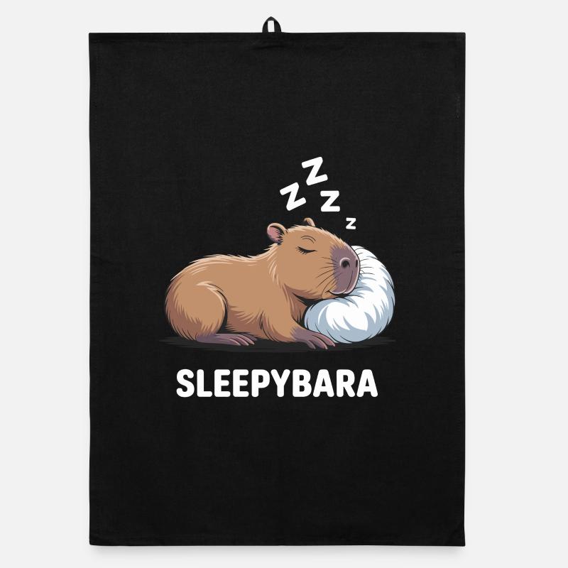 Sleepybara Capybara Schlafen Organic Geschirrtuch