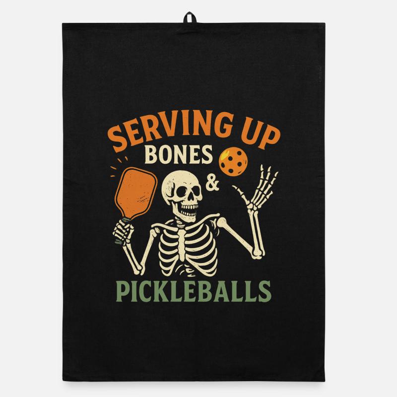 Serving Up Bones Pickleball Halloween Organic Geschirrtuch