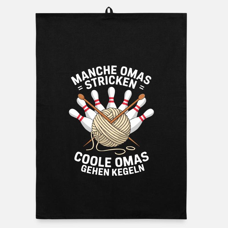 Manche Omas Stricken Coole Omas Gehen Kegeln - Organic Geschirrtuch - Schwarz