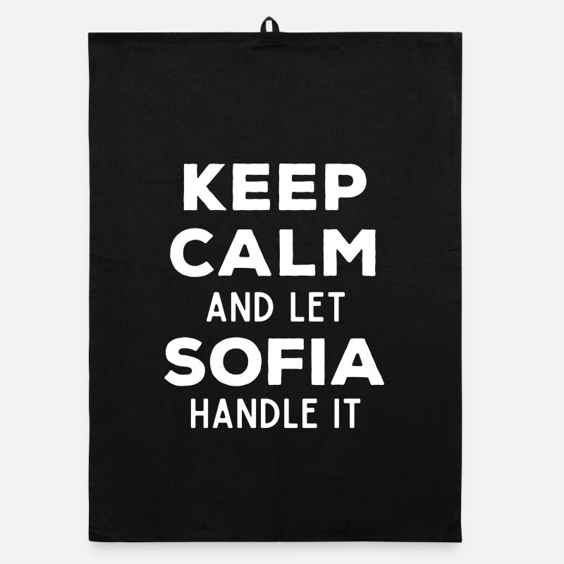 Keep Calm Let Sofia sort it out Funny saying Organic dish towel