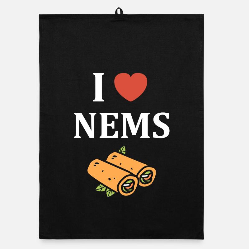 J aime NEMS illustration colorée Torchon bio
