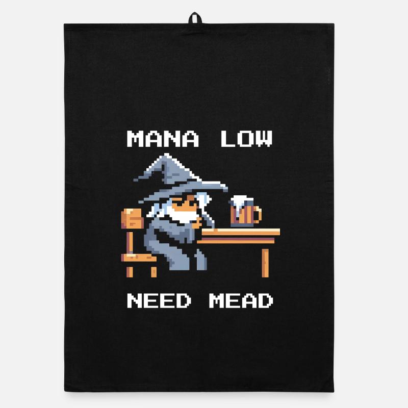 Mana empty? Mead helps! | Wizard RPG Joke Organic dish towel