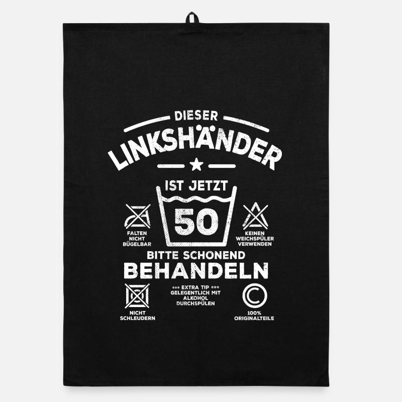 Treating Left-Handers Gently - 50th Birthday Organic dish towel