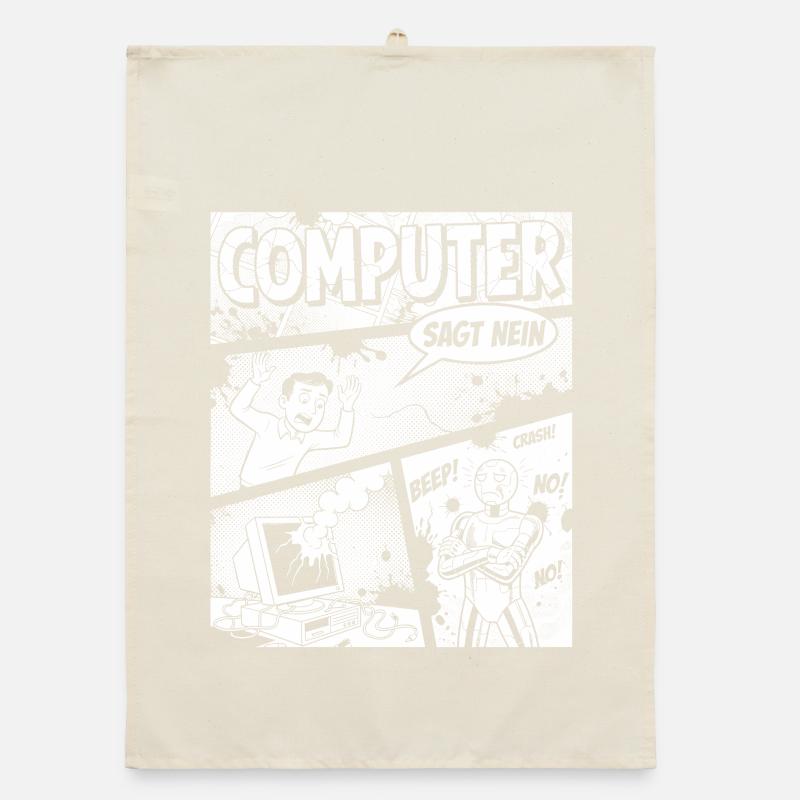 Retro Computer Comic Says No Organic dish towel