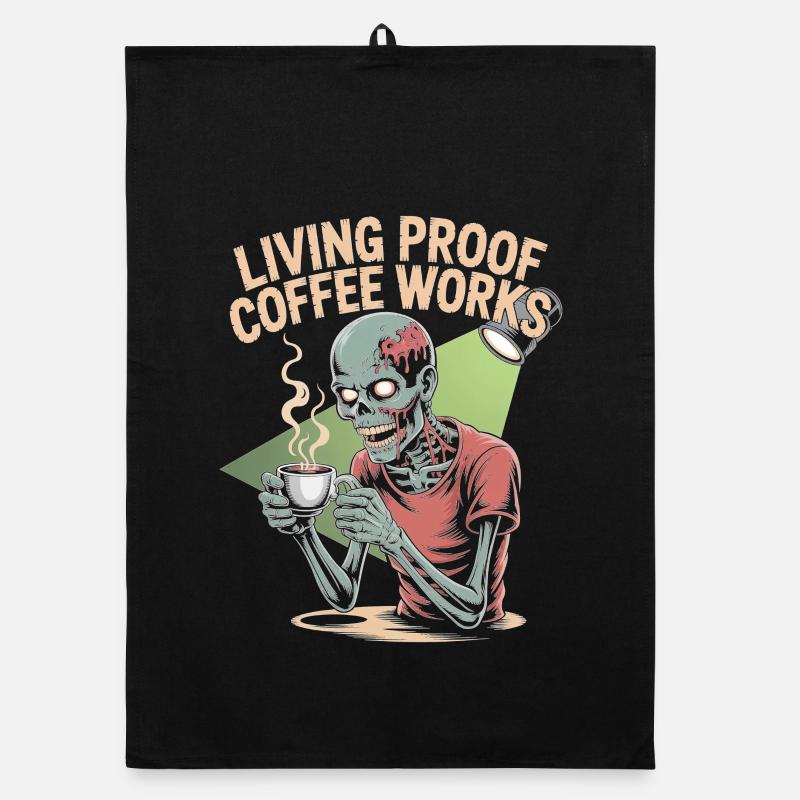 Living Proof Coffee Works Skeleton Design Organic dish towel